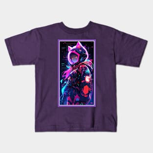 Anime Cute Cat Girl | Sci-Fi Manga Girl Anime Art Kids T-Shirt